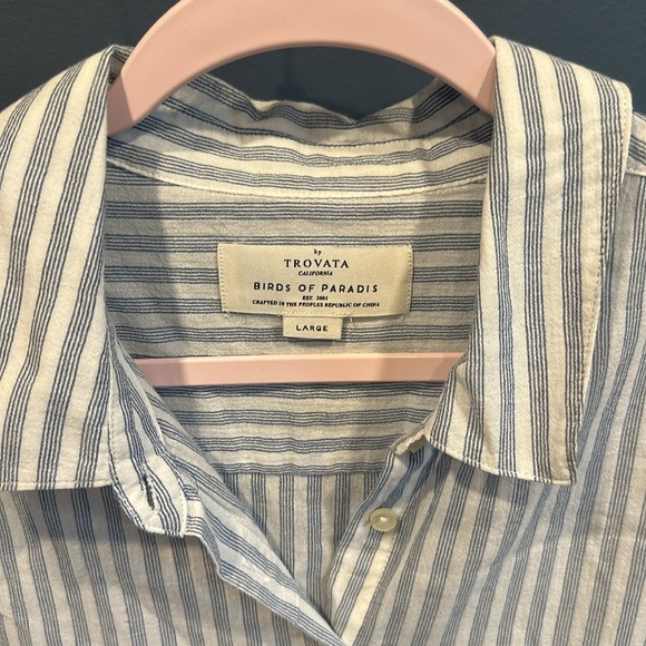 Birds of Paradis Trovata Striped Peplum Button Top - Picture 3 of 7